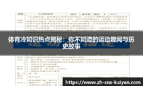 体育冷知识热点揭秘：你不知道的运动趣闻与历史故事